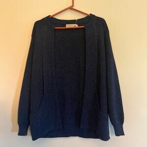 Peruvian Link Alpaca Cardigan Sweater Navy Blue Purple Multi Womens One Size NWT
